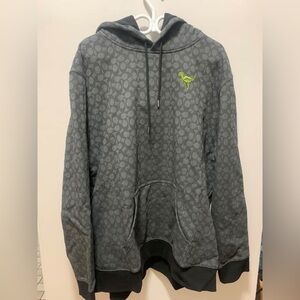 Coach Gray Hoodie with Coach Print & Green Dinosaur Logo